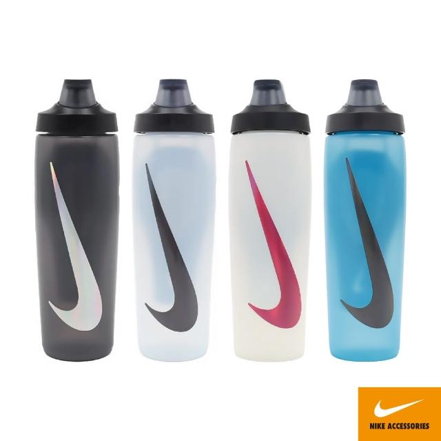 【NIKE 耐吉】瓶蓋擠壓水壺 REFUEL BOTTLE 24OZ/709ml 054黑銀/125白黑/143白紅/420藍黑(摺疊掛環 防漏)