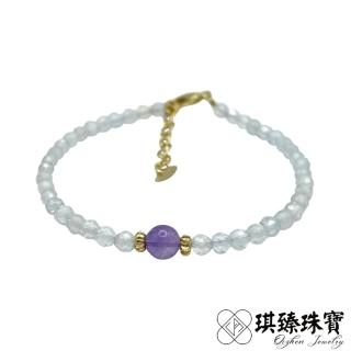 【琪臻珠寶】天然拓帕石紫水晶開運平衡靈性手鍊(客製化搭配 圓珠搭刻面珠 隨機出貨 母親節禮物)