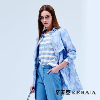 【KERAIA 克萊亞】水藍花園超輕薄防曬風衣外套