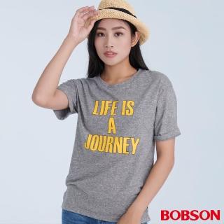 【BOBSON】女款袖口反摺寬版印圖上衣(28082-87)