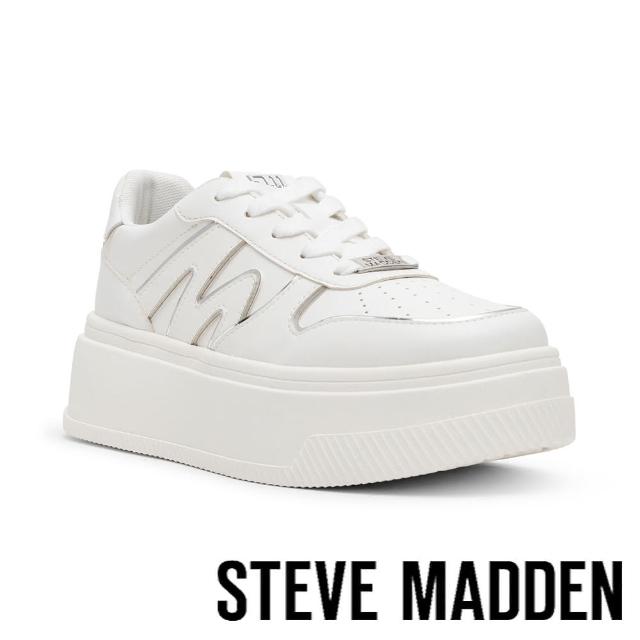 【steve madden】拼接M字厚底休閒鞋 DYNAMO(白色)