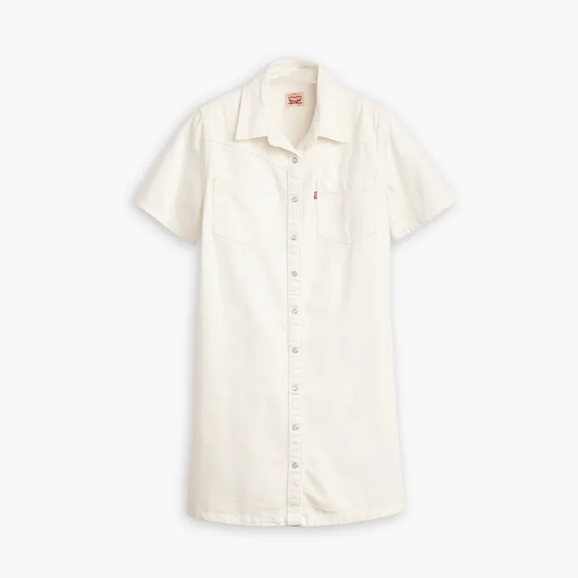 【LEVIS】女款 襯衫式短袖丹寧牛仔洋裝 上衣 熱賣單品 A9480-0001