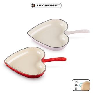 【Le Creuset】琺瑯鑄鐵鍋單柄愛心煎盤26cm(櫻桃紅)