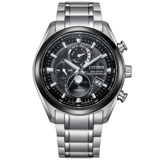 【CITIZEN 星辰】GENTS系列 超級鈦 光動能月相電波腕錶/黑月43mm(BY1018-80E)