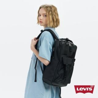 【LEVIS 官方旗艦】男女同款 手提、後背兩用揹包 / 字母Logo浮雕 黑 人氣新品 D7739-0001