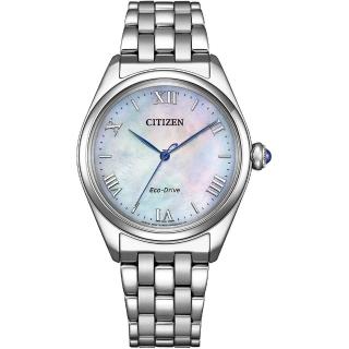 【CITIZEN 星辰】L系列 白蝶貝光動能時尚腕錶/銀33mm(EM1140-80D)