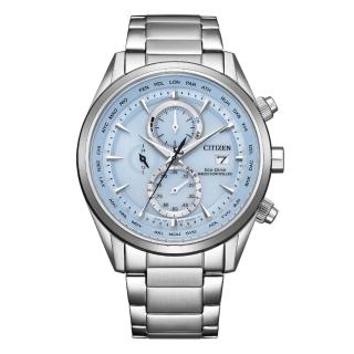 【CITIZEN 星辰】GENTS 限定款光動能全球電波時計腕錶/另送皮錶帶43mm(AT8260-69M)