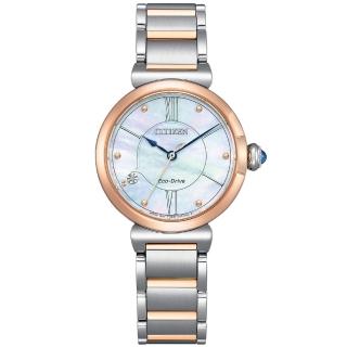 【CITIZEN 星辰】L系列 Hebe田馥甄廣告款 光動能優雅白蝶貝腕錶/29.5mm(EM1074-82D)