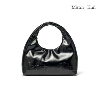 【MATIN KIM】官方旗艦 浮雕LOGO皮革包(黑色)