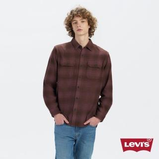 【LEVIS 官方旗艦】男款 寬鬆版工裝法蘭絨襯衫 輕熟感越橘莓格紋 熱賣單品 19573-0172