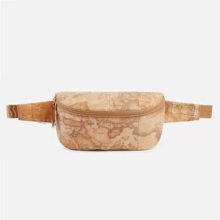 【Alviero Martini】義大利地圖包 PU尼龍拉鍊腰包24cm(地圖黃)