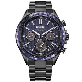 【CITIZEN 星辰】ATTESA 廣告款 光動能GPS衛星對時錶/紺星款(CC4059-64L)