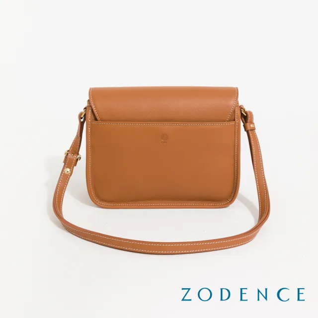 【ZODENCE 佐登司】RENEE進口真皮水滴釦方型斜背包(暖駝)