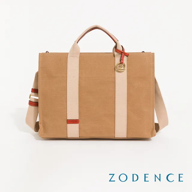 【ZODENCE 佐登司】SAFARI恆彩帆布商務休閒手提斜背方包-大(駝)