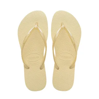 【havaianas 哈瓦仕】拖鞋 女鞋 夾腳拖 細帶 Slim 米黃 4000030-9256W(哈瓦士)