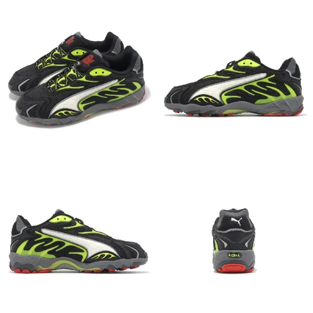 【PUMA】x A$AP Rocky 聯名休閒鞋 Inhale Mesh 男鞋 黑 綠 火焰(402459-01)