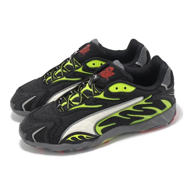 【PUMA】x A$AP Rocky 聯名休閒鞋 Inhale Mesh 男鞋 黑 綠 火焰(402459-01)