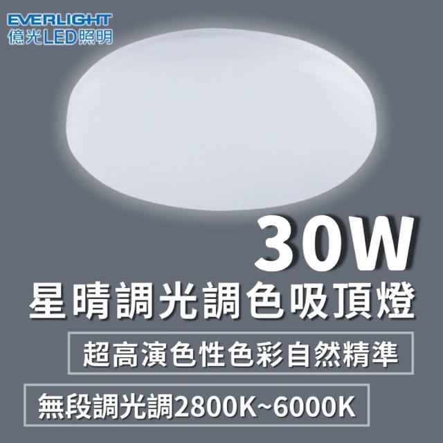 【Everlight 億光】億光 LED吸頂燈 30w(吸頂燈 單色吸頂燈 遙控吸頂燈 星晴吸頂燈 客廳燈 房間燈)