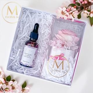 【Floral M】法國鄉村玫瑰香氛擴香花禮盒 含30ml品牌香氛油(居家香氛/香水精油/香氛擴香花/擴香禮物/送禮 /