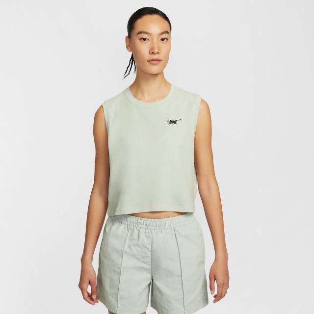 【NIKE 耐吉】背心 女 短版 AS W NSW CLUB CRP SL TEE HBR 灰綠 HF9532-034