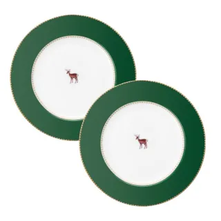 【PIP STUDIO】雙12 買一送一★Love Birds 盤子17cm-墨綠(2入/點心盤/蛋糕盤)