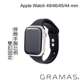 【Gramas】Apple Watch 44/45/46/49mm 矽膠雙扣錶帶(黑色)