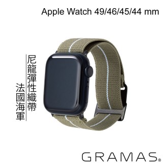 【Gramas】Apple Watch 44/45/46/49mm 法國海軍帆布錶帶(橄欖綠)