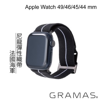 【Gramas】Apple Watch 44/45/46/49mm 法國海軍帆布錶帶(黑)
