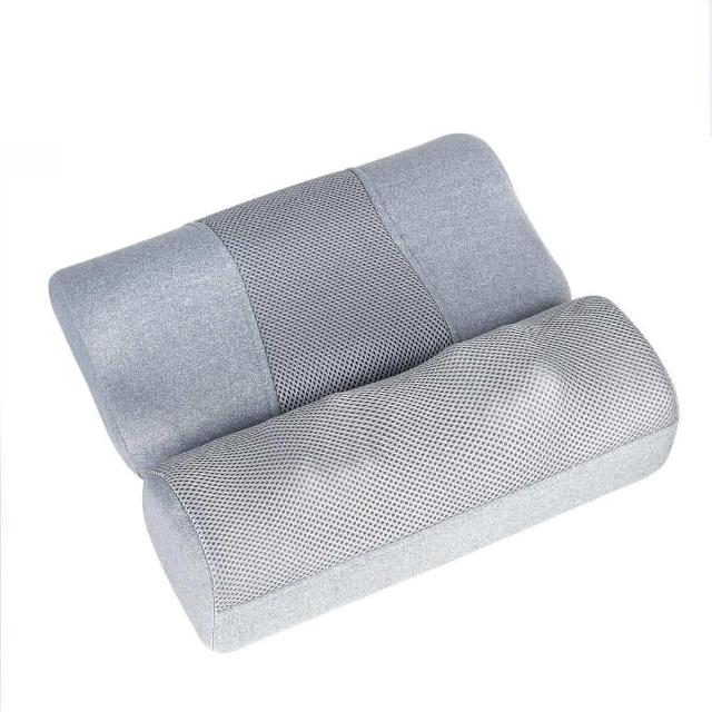 Concern康生 CON-186 雙舒壓肩頸按摩枕，專為現代人設計的揉捏式肩頸按摩機，提供頸部、肩部、背部及小腿多部位舒壓按摩。尺寸約40x36x12cm，重量僅1.4kg，灰色系外觀輕便易攜，配有有線遙控器操作簡單。消耗功率24W，中國製造，享1年保固及BSMI許可字號R54767，適合居家辦公使用，緩解肩頸疲勞，提升生活品質。