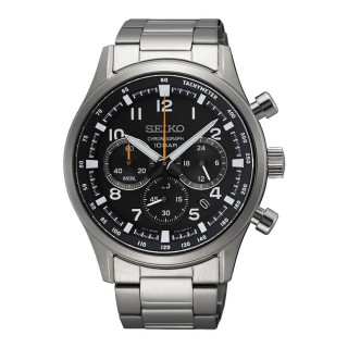 【SEIKO 精工】桀驁不馴三眼計時腕錶-銀X灰(SSB447P1)