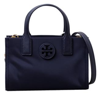 【TORY BURCH】ELLA縫線LOGO尼龍超迷你托特包(海軍藍)