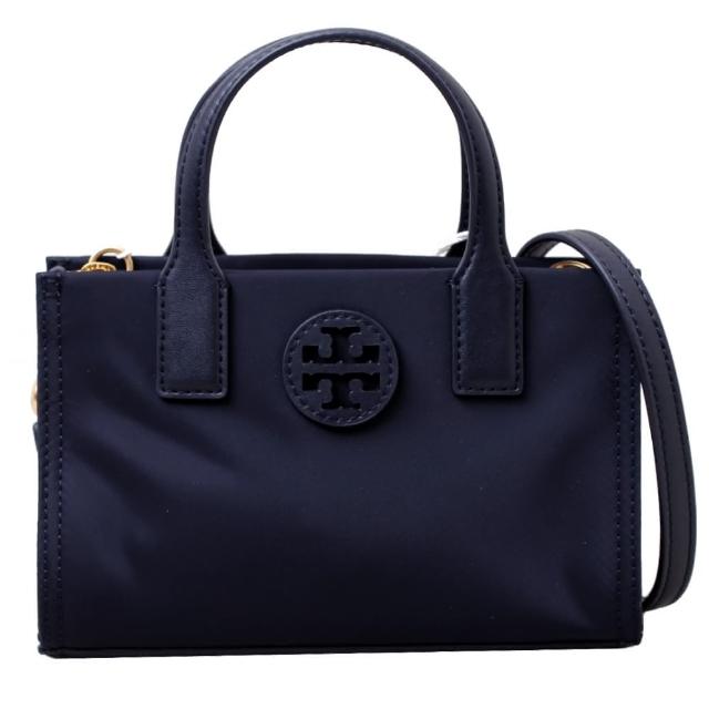 【TORY BURCH】ELLA縫線LOGO尼龍超迷你托特包(海軍藍)