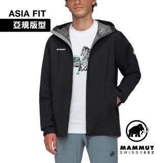 【Mammut 長毛象官方直營】Linard Light HS Hooded Jacket AF 輕量防風防水連帽外套 黑色 男款 #1010-31950