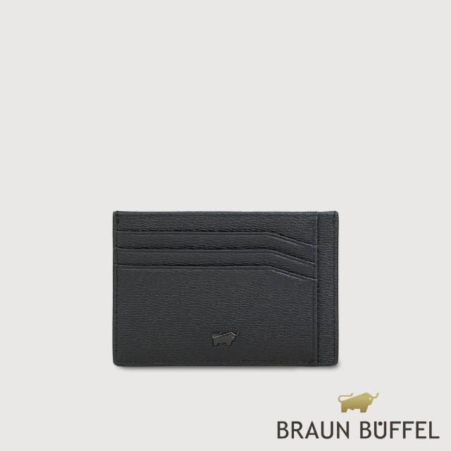 【BRAUN BUFFEL 德國小金牛】台灣總代理 斯萊特-A 6卡卡夾-黑色(BF565-151-BK)