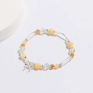 【SPANCONNY 飾品控】浪漫少女 l 米黃玉 葡萄石 紅東陵 S925純銀 l 蝴蝶結水晶手鍊(旺財運+助事業)