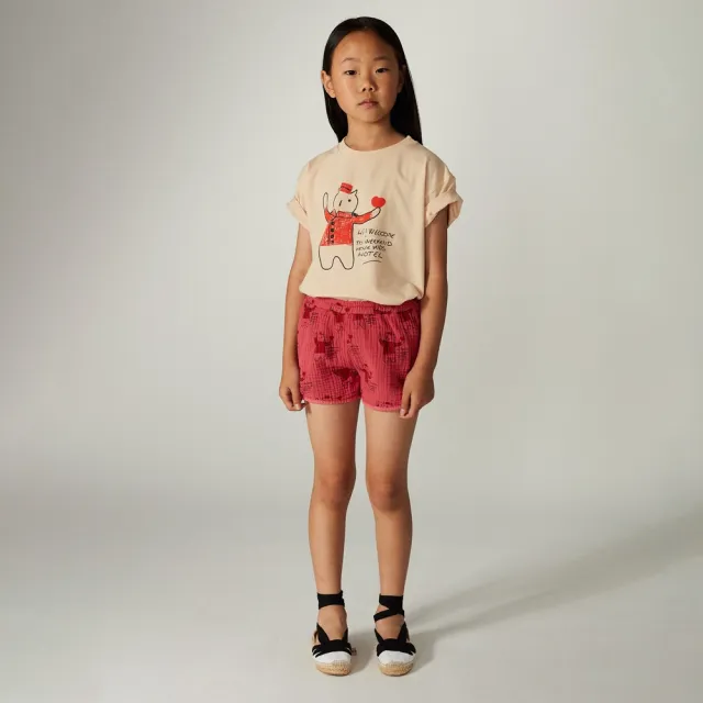 【weekend house kids】迎賓小貓短袖上衣(米色)