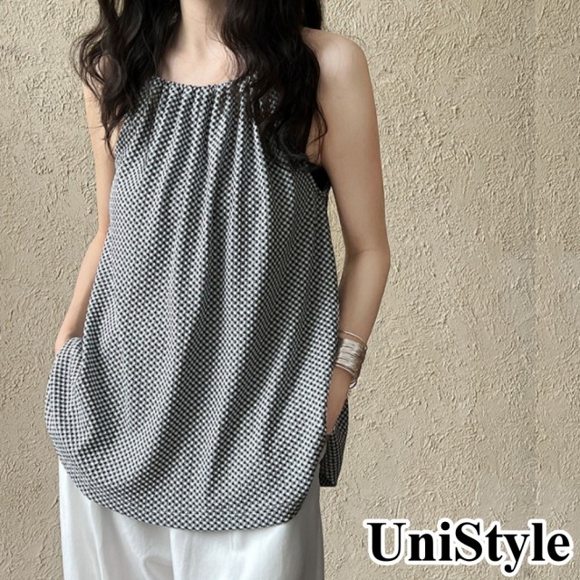 UniStyle 掛脖格紋背心 韓版經典復古風 女 UV8734 格子