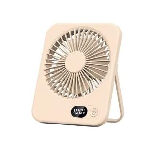 【May Shop】超薄手提戶外桌上型小風扇長續航靜音折疊USB充電帶數顯源頭(數位顯示電量)