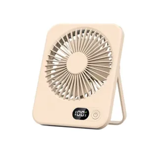 【May Shop】超薄手提戶外桌上型小風扇長續航靜音折疊USB充電帶數顯源頭(數位顯示電量)
