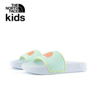 【The North Face 官方旗艦】北面兒童淺綠色LOGO印花拖鞋｜4OAVVV0