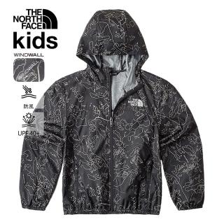 【The North Face】北面兒童黑色WindWall防風防風外套｜86TQSXI
