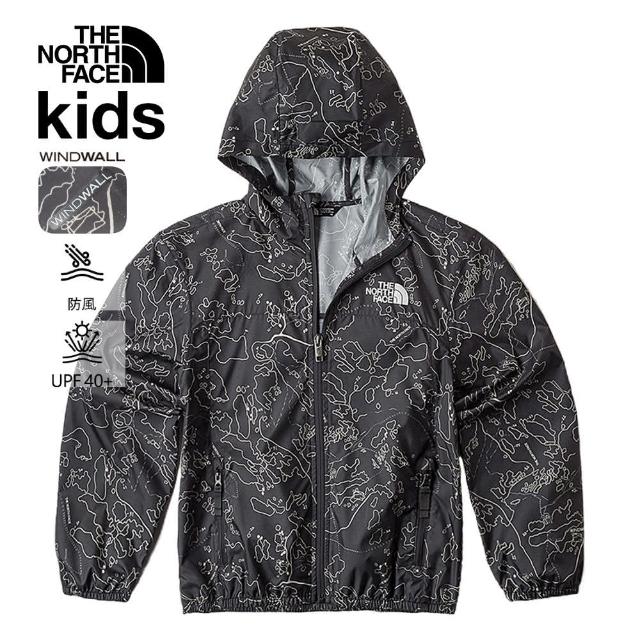 【The North Face 官方旗艦】北面兒童黑色WindWall防風防風外套｜86TQSXI