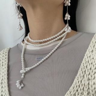 【KT DADA】耳環 耳夾耳環 飾品 花朵 串珠 珍珠 耳環 項鍊 女生耳環 項鍊女 垂墜耳環 韓風 珍珠