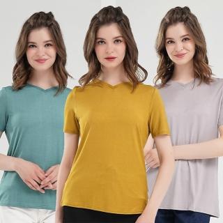【Chlansilk 闕蘭絹】素面V領石墨烯蠶絲上衣