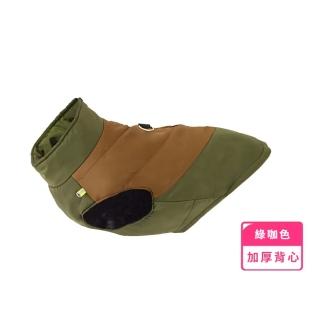 【時尚汪】可牽引復古拼接加厚馬甲(大型犬 秋冬 狗背心 毛小孩 寵物衣服 狗狗 貓咪 胸背 禦寒 保暖衣服)