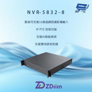 【CHANG YUN 昌運】昌運監視器 ZDiiin NVR-5832-8 800萬畫素 32路 支援八硬碟 雙向語音對講 網路型錄影機