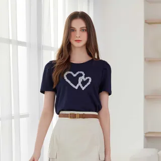 【IENA】立體愛心造型上衣(#5271030 短袖上衣 白色/深藍色)