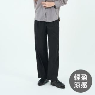 【GIORDANO 佐丹奴】女裝肌理感直筒長褲(66 黑色)