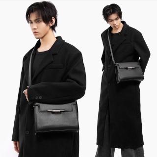 【LEEHER】高階感/硬殼包包/黑色包包/休閒通勤包/單肩包/小方包/斜背公事包/包包/斜揹包/口蓋包