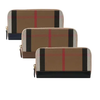 【BURBERRY 巴寶莉】拼色格紋長夾(多色)